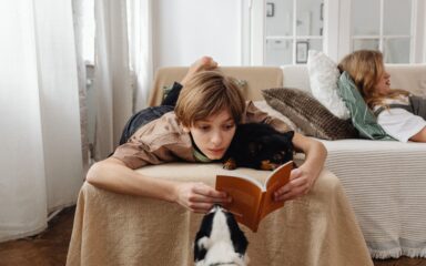 Boy reading a book